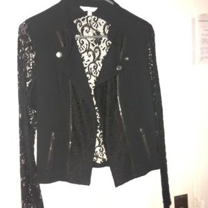 Black, lacy semi-dressed up jacket. Candies brand.